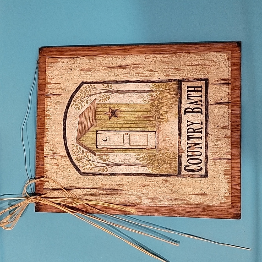 Rustic bathroom sign